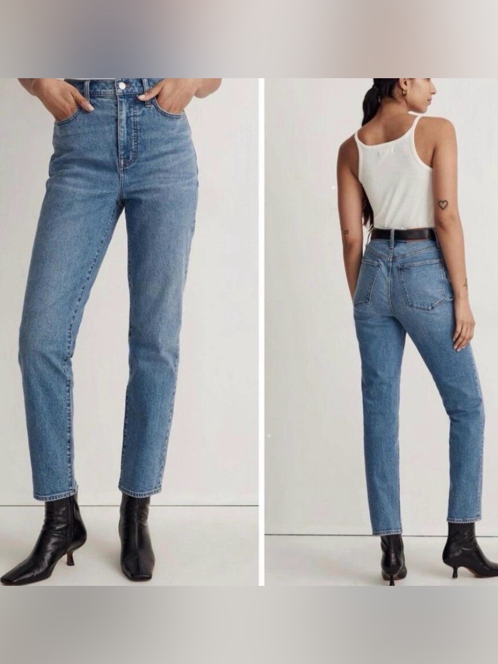 Madewell The Mom Jean High Rise Straight Ankle Jeans 27 Blue Classic Denim Crop